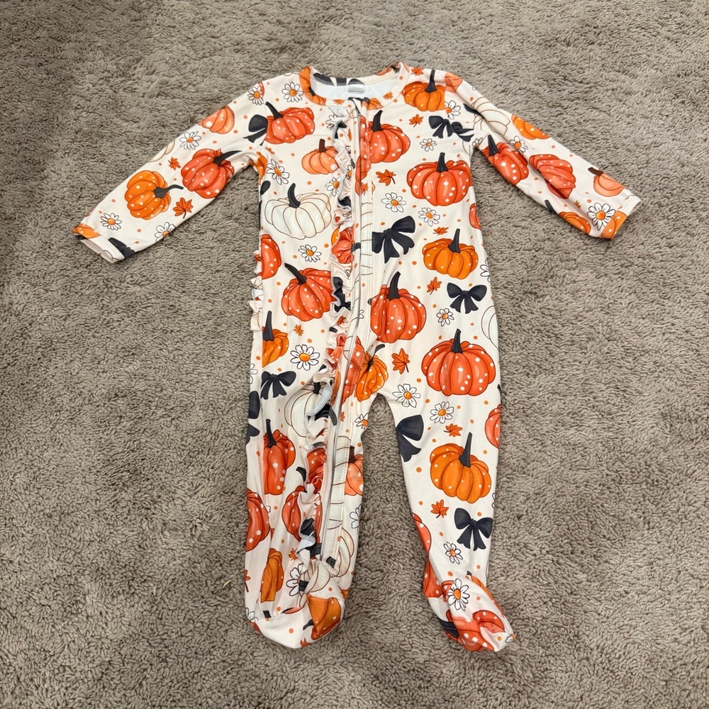 Pumpkin Print Kids One Piece